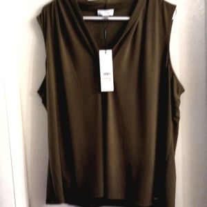 "CALVIN KLEIN" BLOUSE OLIVE GREEN!!! **TAGS HAVE SINCE BEEN REMOVED**